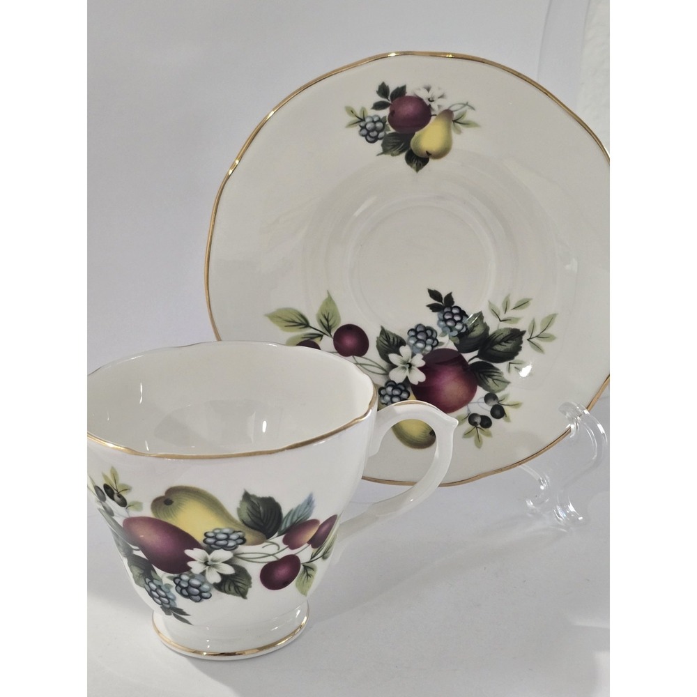 Vintage Duchess‎ Bone China England Teacup and Saucer Fruit Medley